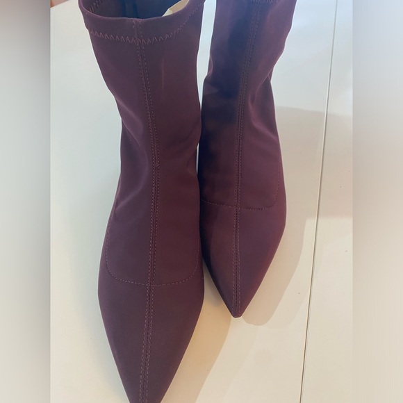 Women’s ZARA Pointed Toe Zipper Booties -Maroon/plum -Size EU 36 us 6 NWOB - Picture 4 of 11